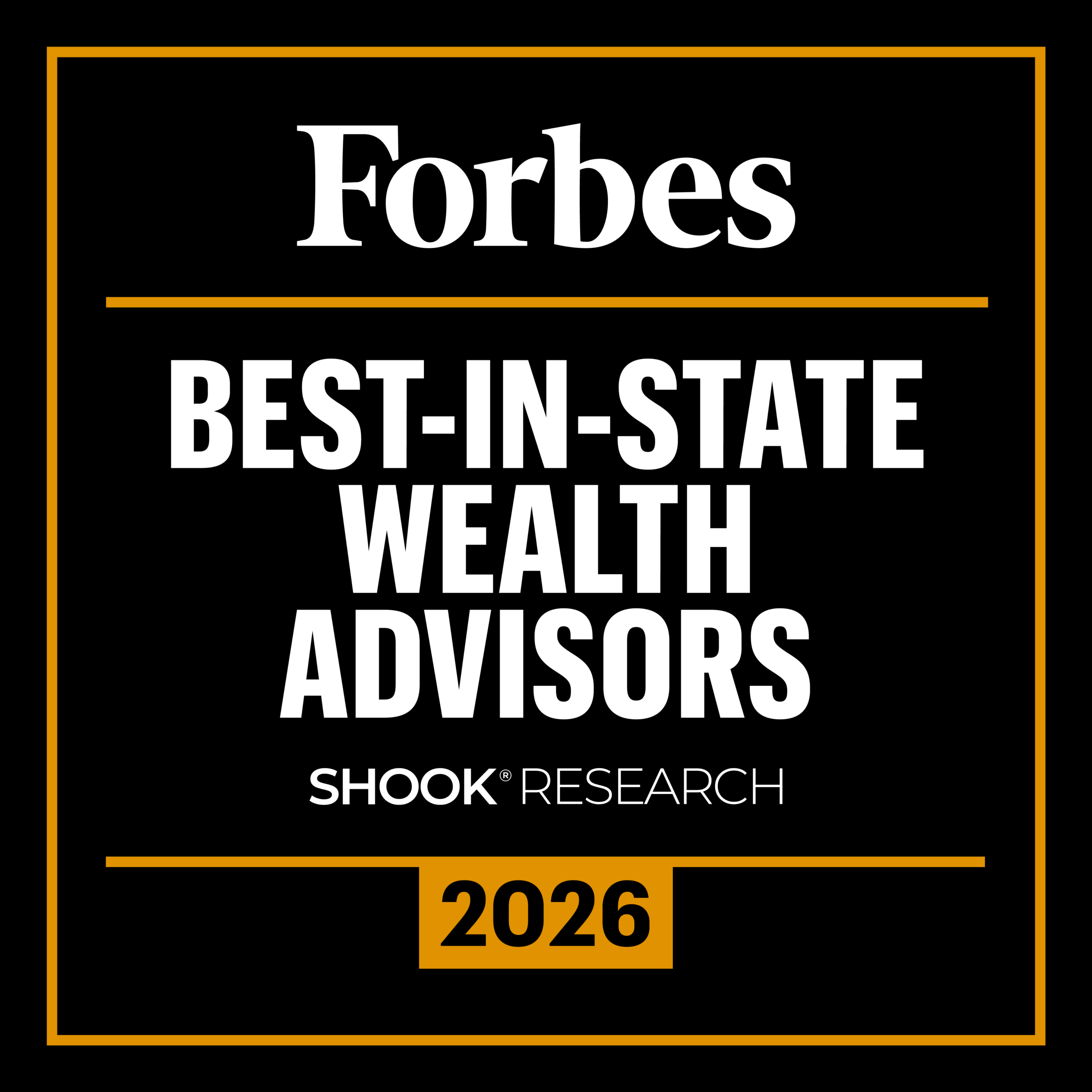 Forbes Best-in-State Wealth Advisors award badge, SHOOK Research